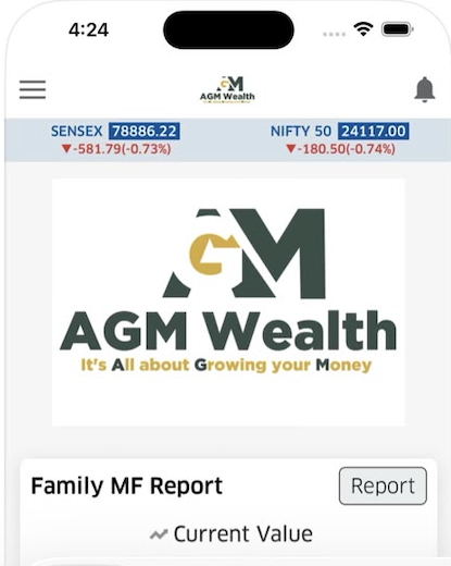 AGM Wealth app showing portfolio dashboard